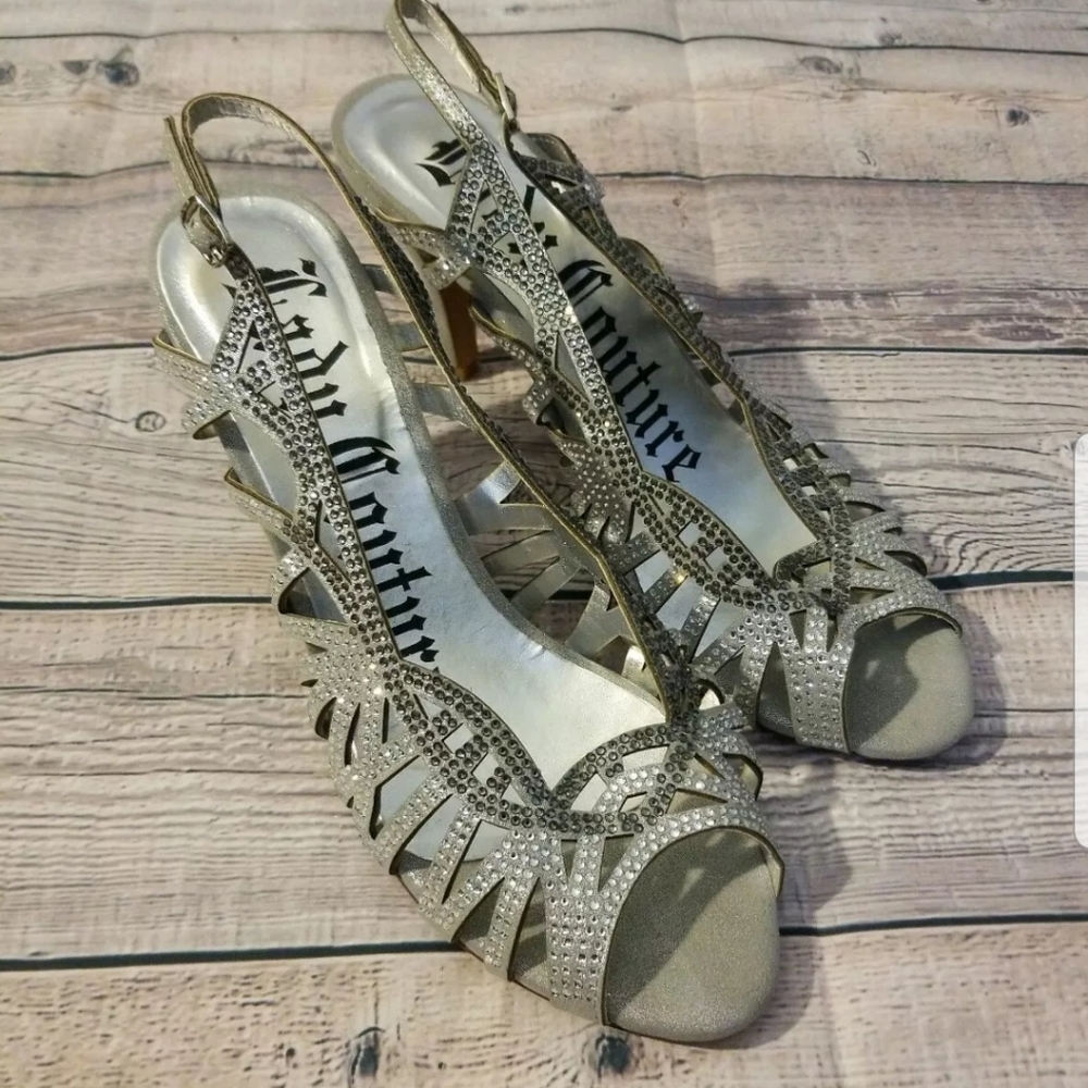 Lady Couture Beauty Silver Sling Back Shoes